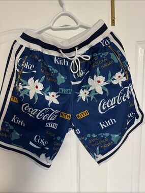 Kith x Coca Cola x mitchell ness navy floral shorts